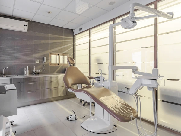 Luxurious modern dental surgery with state-of-the-art equipment and elegant interior design
